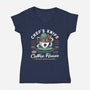 Chefs Knife Coffee Crest-Womens-V-Neck-Tee-LAGELANTEE