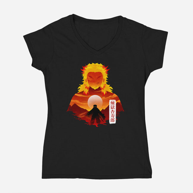 Flame Hashira-Womens-V-Neck-Tee-Dixie Z