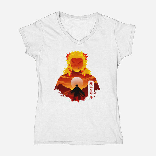 Flame Hashira-Womens-V-Neck-Tee-Dixie Z