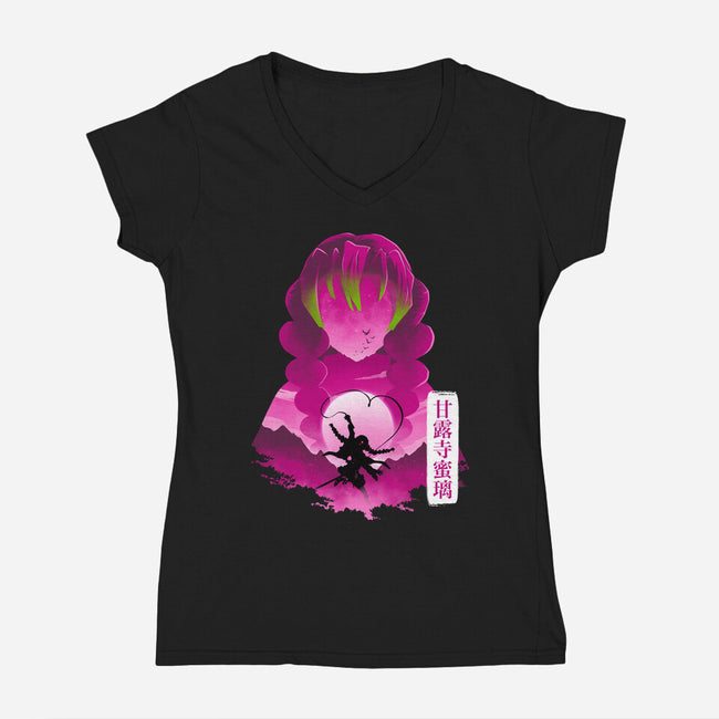 Love Hashira S-Womens-V-Neck-Tee-Dixie Z