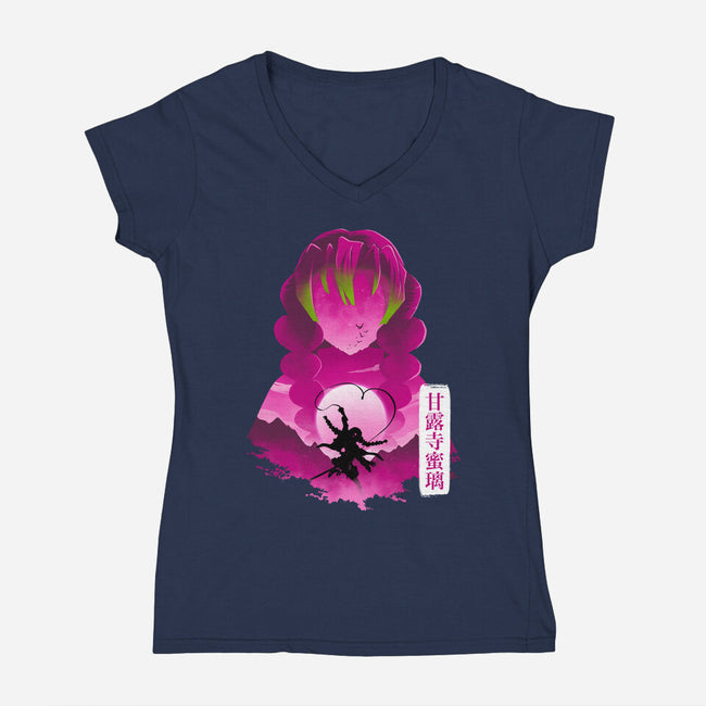 Love Hashira S-Womens-V-Neck-Tee-Dixie Z