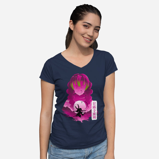 Love Hashira S-Womens-V-Neck-Tee-Dixie Z