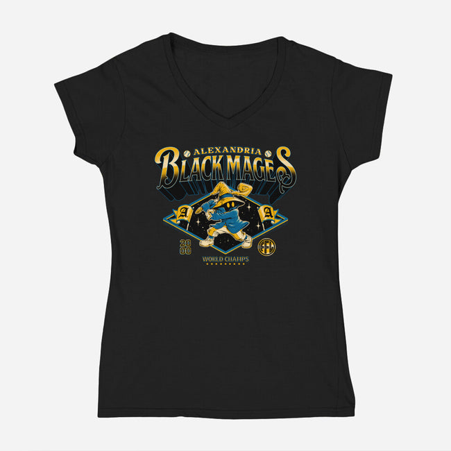 Go Black Mages-Womens-V-Neck-Tee-Hafaell