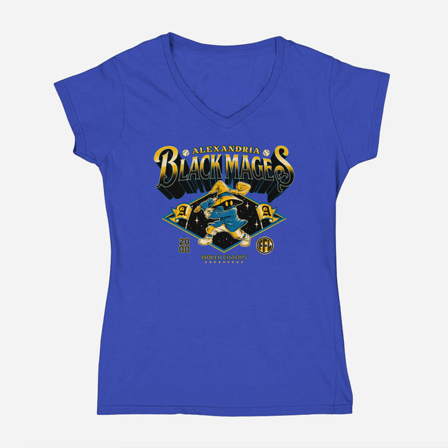 Go Black Mages-Womens-V-Neck-Tee-Hafaell