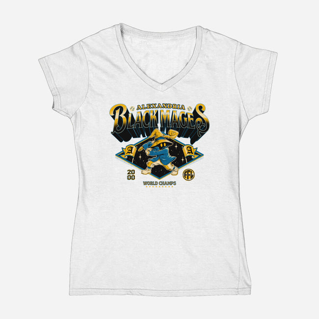 Go Black Mages-Womens-V-Neck-Tee-Hafaell
