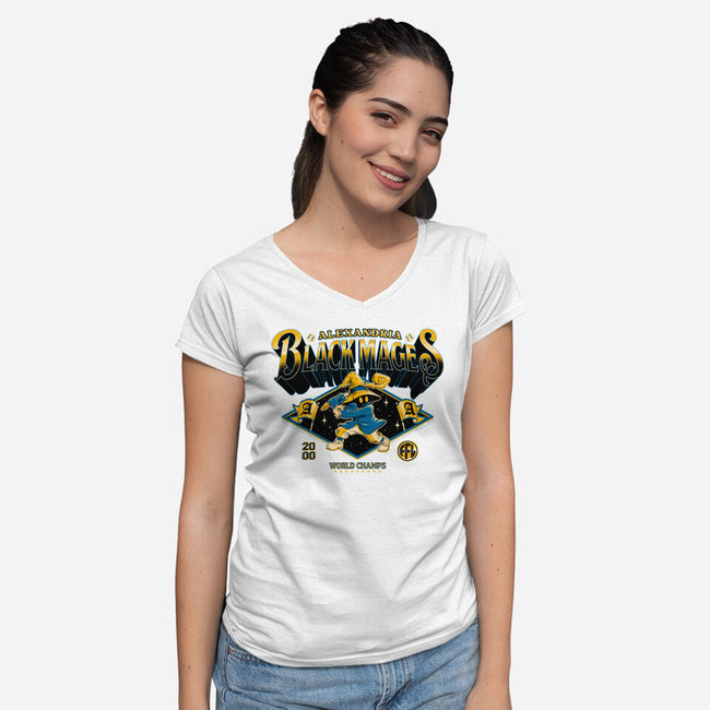 Go Black Mages-Womens-V-Neck-Tee-Hafaell