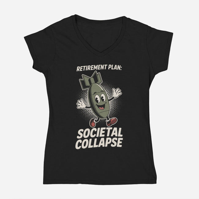 Retirement Plan-Womens-V-Neck-Tee-RoboMega
