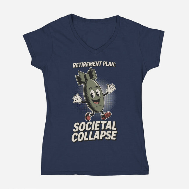 Retirement Plan-Womens-V-Neck-Tee-RoboMega