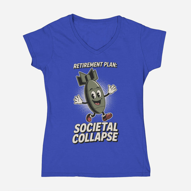 Retirement Plan-Womens-V-Neck-Tee-RoboMega
