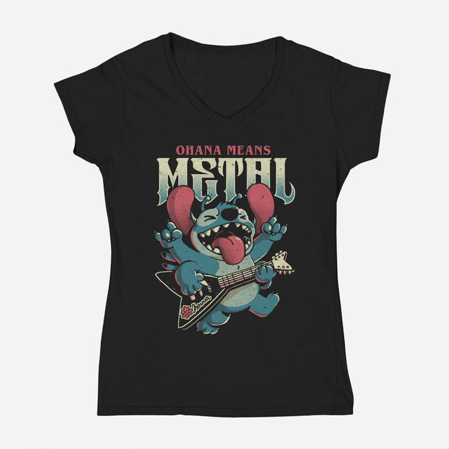 Ohana Means Metal-Womens-V-Neck-Tee-Arigatees