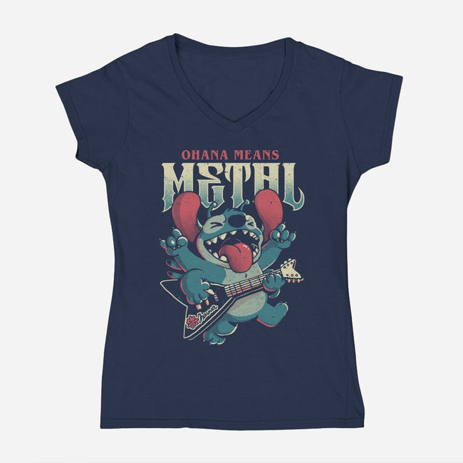 Ohana Means Metal-Womens-V-Neck-Tee-Arigatees
