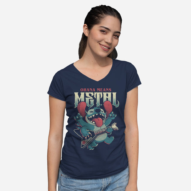 Ohana Means Metal-Womens-V-Neck-Tee-Arigatees