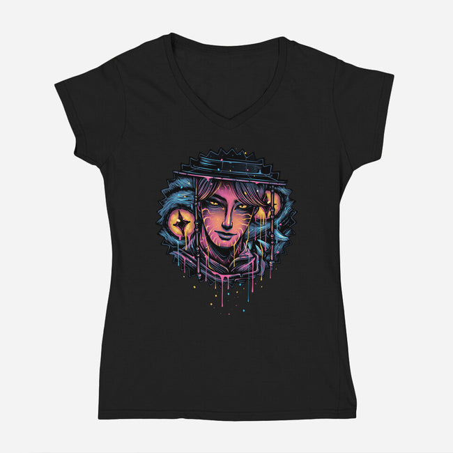 Rise From The Darkness-Womens-V-Neck-Tee-glitchygorilla