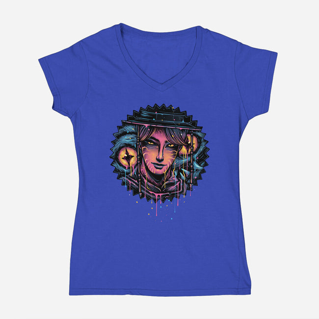 Rise From The Darkness-Womens-V-Neck-Tee-glitchygorilla