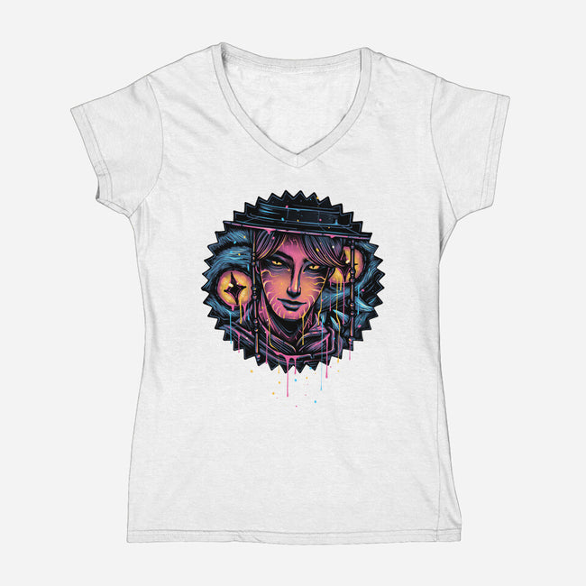 Rise From The Darkness-Womens-V-Neck-Tee-glitchygorilla