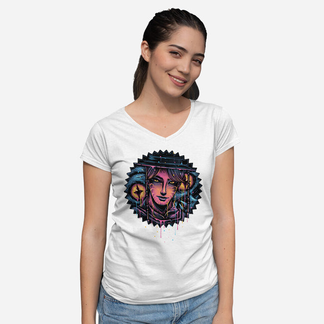 Rise From The Darkness-Womens-V-Neck-Tee-glitchygorilla