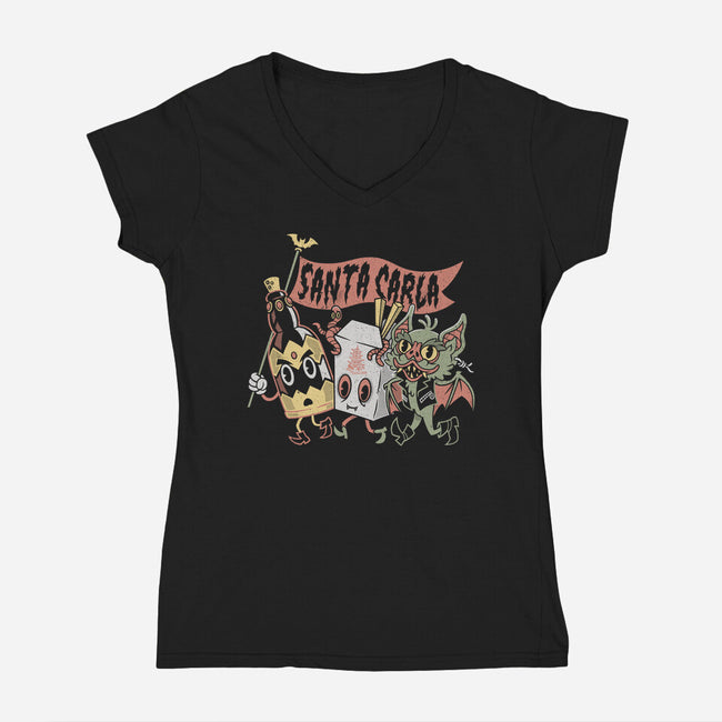 Santa Carla Lobby-Womens-V-Neck-Tee-Nemons