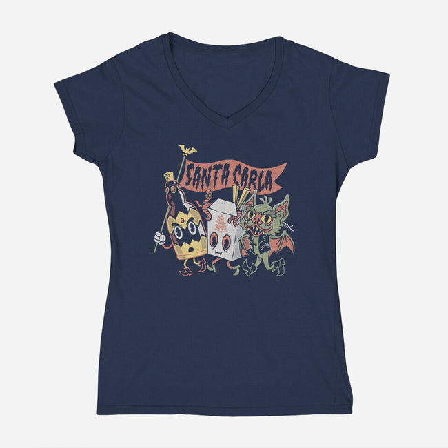 Santa Carla Lobby-Womens-V-Neck-Tee-Nemons