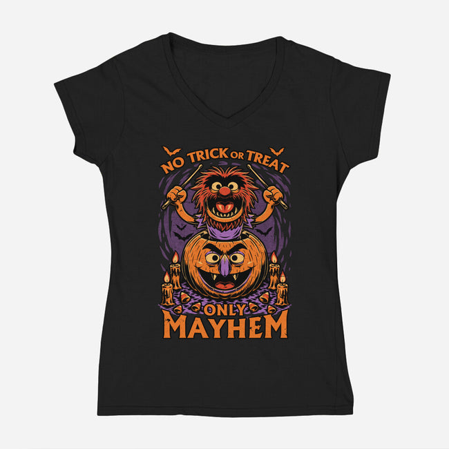 Puppet Pumpkin Halloween-Womens-V-Neck-Tee-Studio Mootant