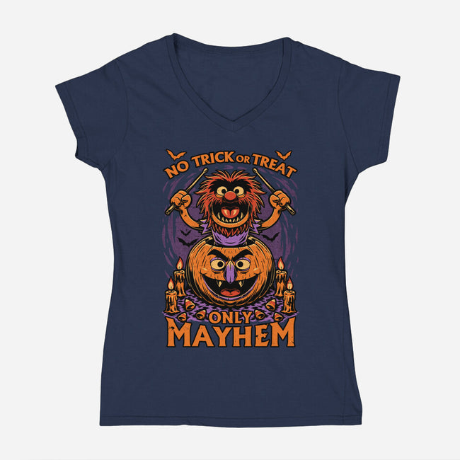 Puppet Pumpkin Halloween-Womens-V-Neck-Tee-Studio Mootant