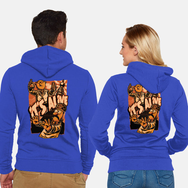 Puppet Science Horror-Unisex-Zip-Up-Sweatshirt-Studio Mootant