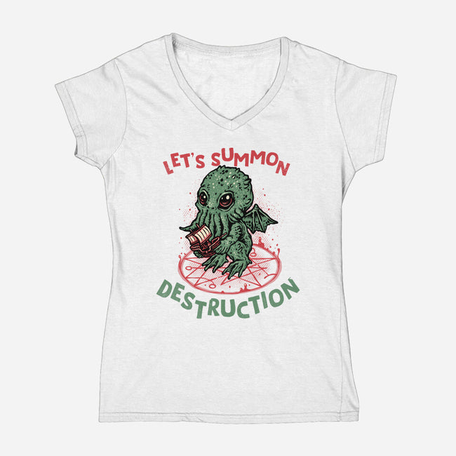 Summon Destruction-Womens-V-Neck-Tee-glitchygorilla