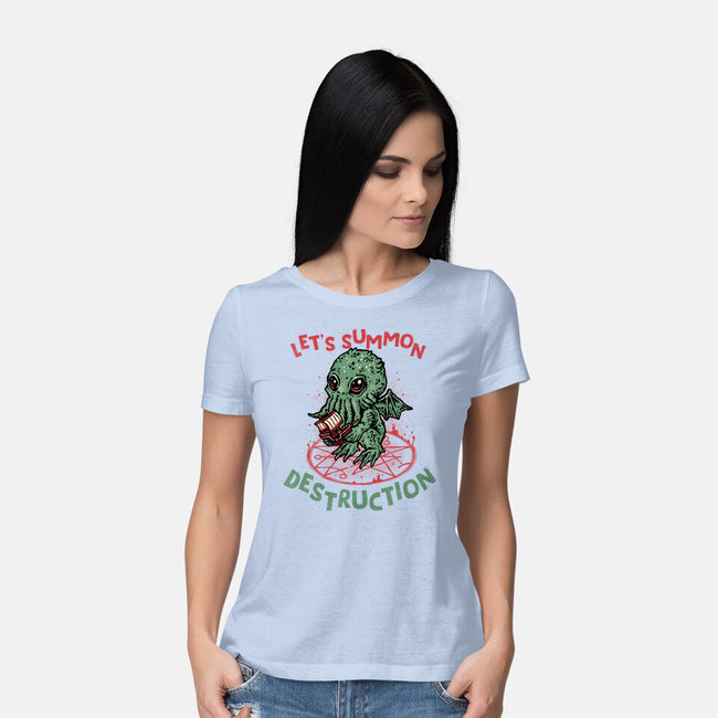 Summon Destruction-Womens-Basic-Tee-glitchygorilla