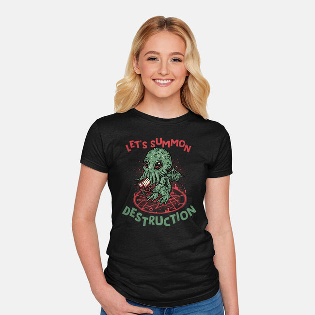 Summon Destruction-Womens-Fitted-Tee-glitchygorilla