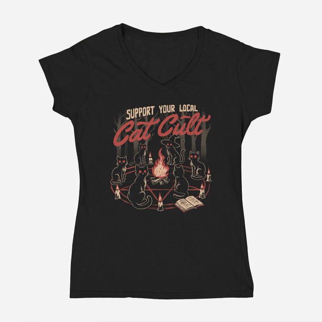 Support The Local Cat Cult-Womens-V-Neck-Tee-eduely