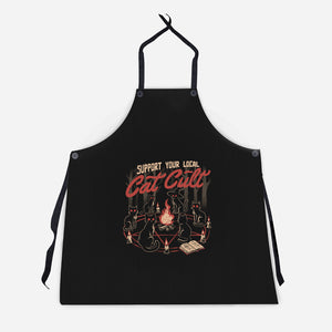 Support The Local Cat Cult-Unisex-Kitchen-Apron-eduely