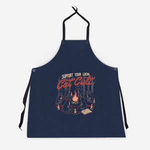 Support The Local Cat Cult-Unisex-Kitchen-Apron-eduely