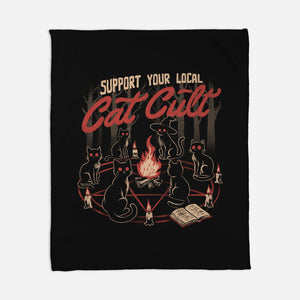 Support The Local Cat Cult-None-Fleece-Blanket-eduely