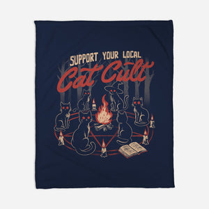 Support The Local Cat Cult-None-Fleece-Blanket-eduely