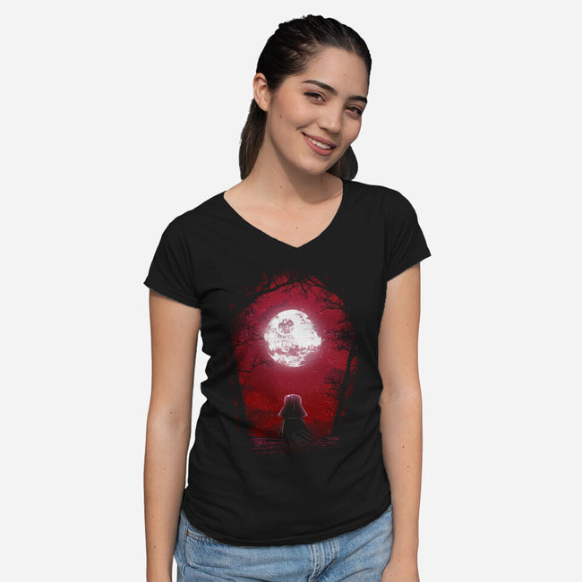 Negative Dark Side-Womens-V-Neck-Tee-Donnie