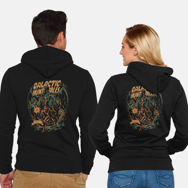 Galactic Hunt Tales-Unisex-Zip-Up-Sweatshirt-ilustrata
