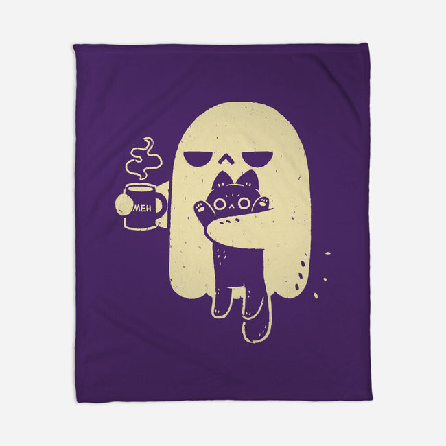Cute Ghost Holding Cat-None-Fleece-Blanket-xMorfina