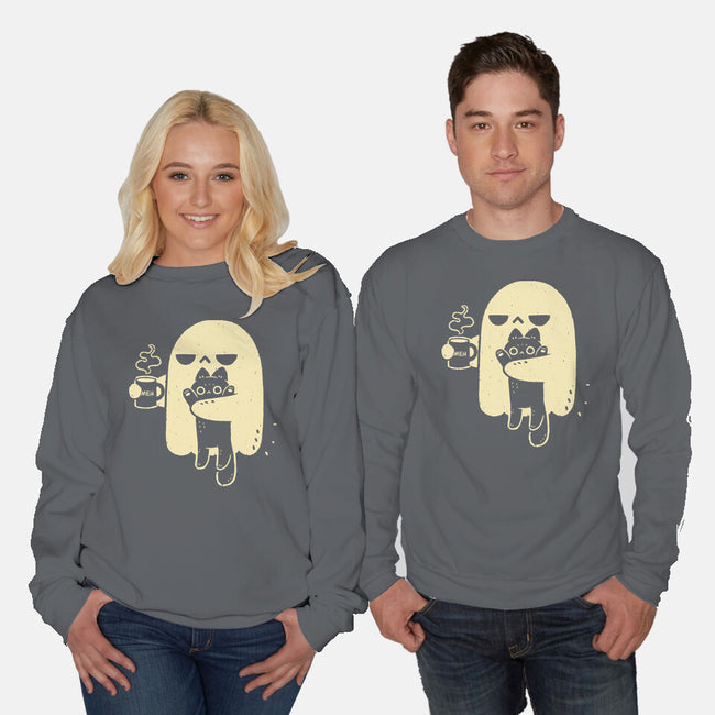 Cute Ghost Holding Cat-Unisex-Crew Neck-Sweatshirt-xMorfina