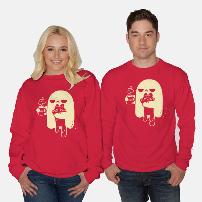 Cute Ghost Holding Cat-Unisex-Crew Neck-Sweatshirt-xMorfina