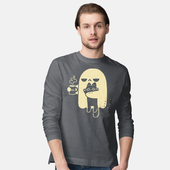Cute Ghost Holding Cat-Mens-Long Sleeved-Tee-xMorfina