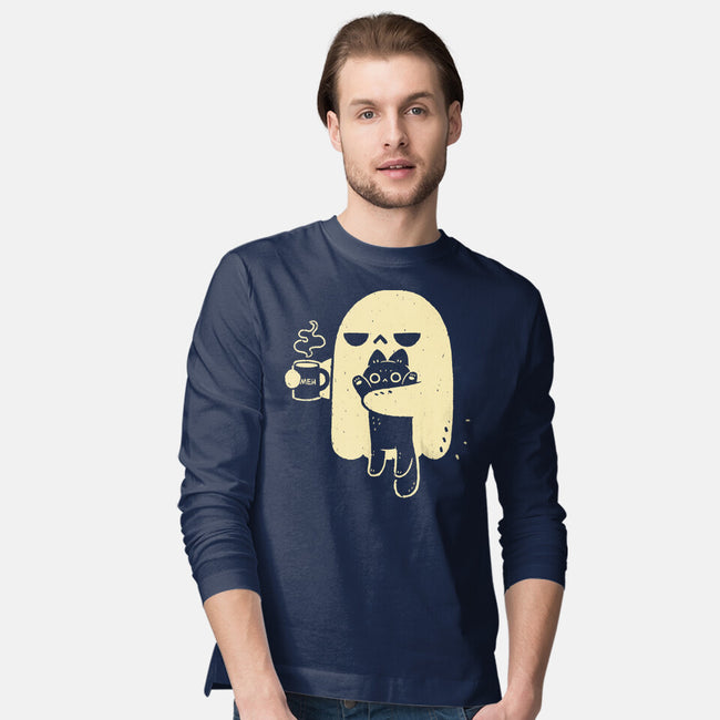 Cute Ghost Holding Cat-Mens-Long Sleeved-Tee-xMorfina