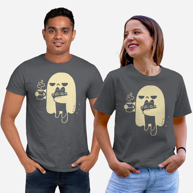Cute Ghost Holding Cat-Unisex-Basic-Tee-xMorfina