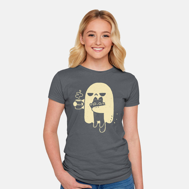 Cute Ghost Holding Cat-Womens-Fitted-Tee-xMorfina