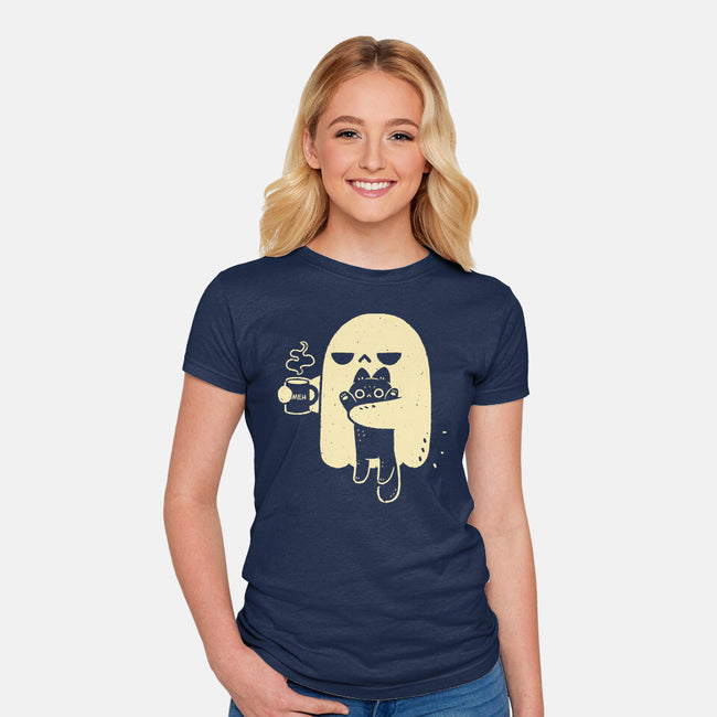 Cute Ghost Holding Cat-Womens-Fitted-Tee-xMorfina