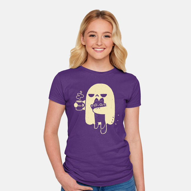 Cute Ghost Holding Cat-Womens-Fitted-Tee-xMorfina