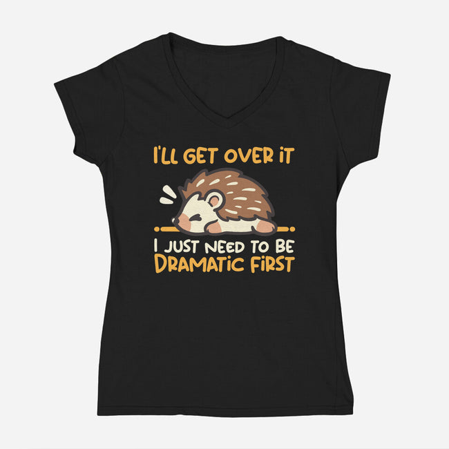 Dramatic Hedgehog-Womens-V-Neck-Tee-NemiMakeit