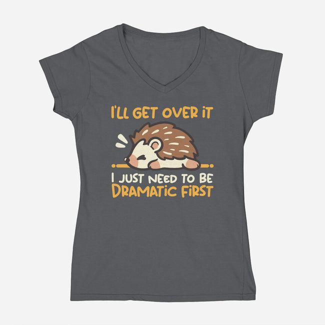 Dramatic Hedgehog-Womens-V-Neck-Tee-NemiMakeit