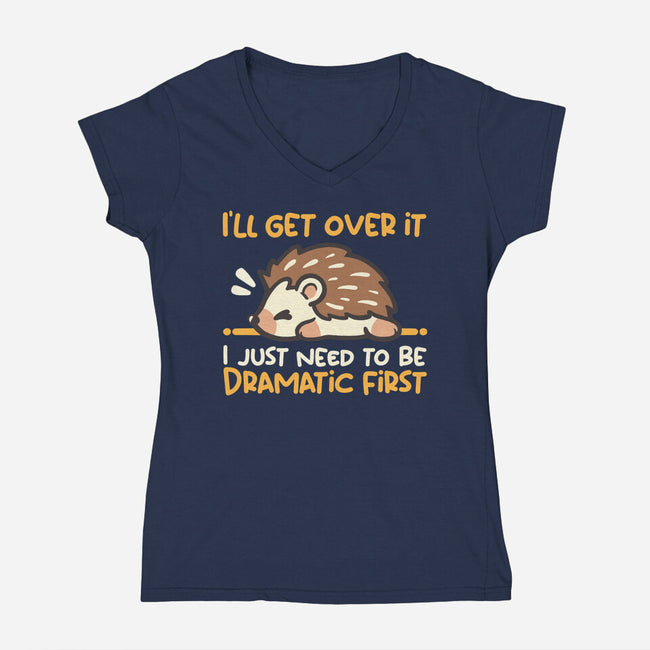 Dramatic Hedgehog-Womens-V-Neck-Tee-NemiMakeit
