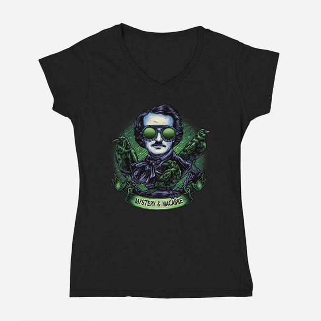Mystery And Macabre-Womens-V-Neck-Tee-glitchygorilla