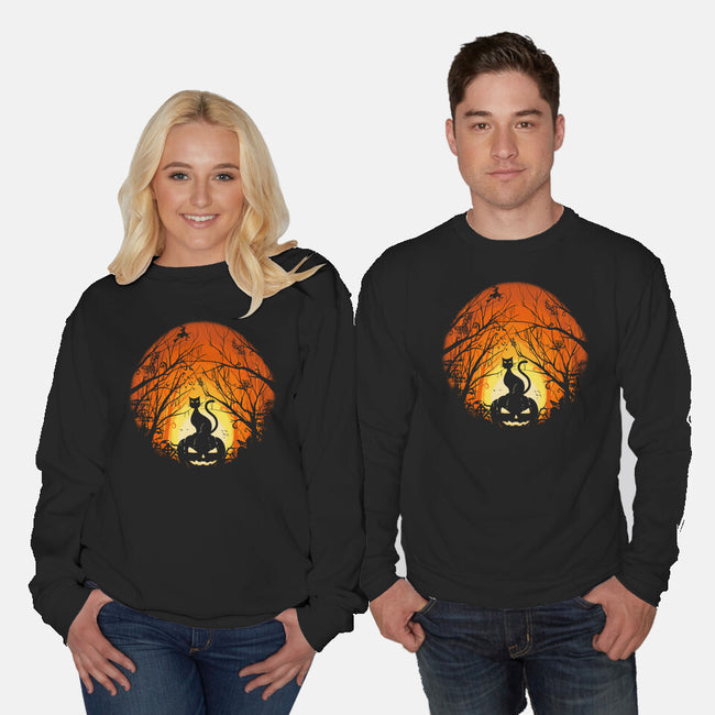 Creepy Night-Unisex-Crew Neck-Sweatshirt-sebasebi