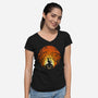 Creepy Night-Womens-V-Neck-Tee-sebasebi